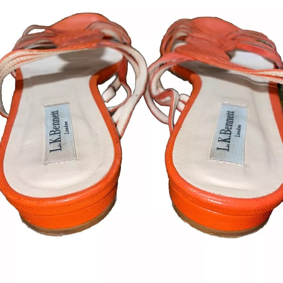 L.K.Bennett Orange Leather/Suede Slide Sandals Sz Women’s 38,8 - Picture 4 of 7